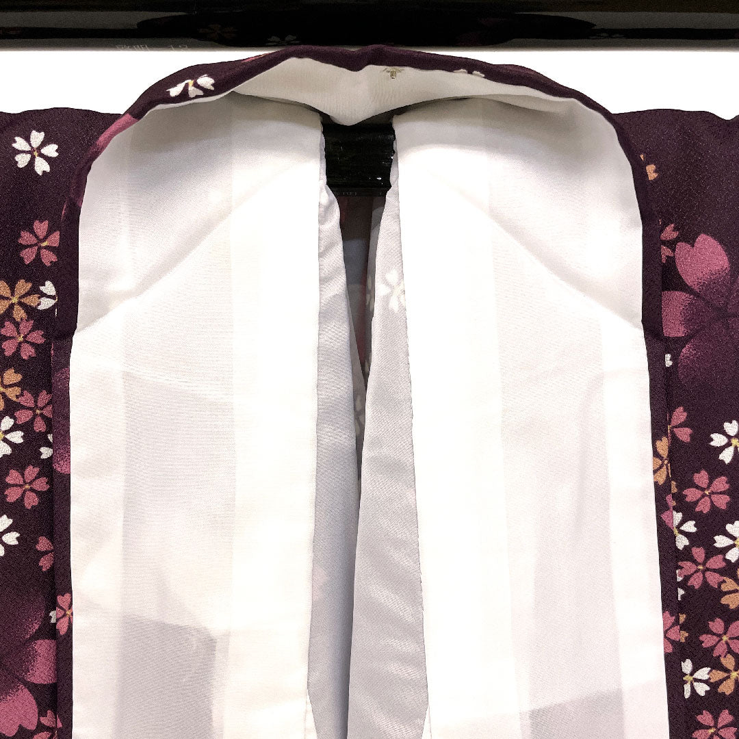 Small pattern, Length 166cm, Sleeve length 68cm, Awase, Cherry blossom pattern, Washable kimono, Polyester, S rank, Purple, 1115000842420