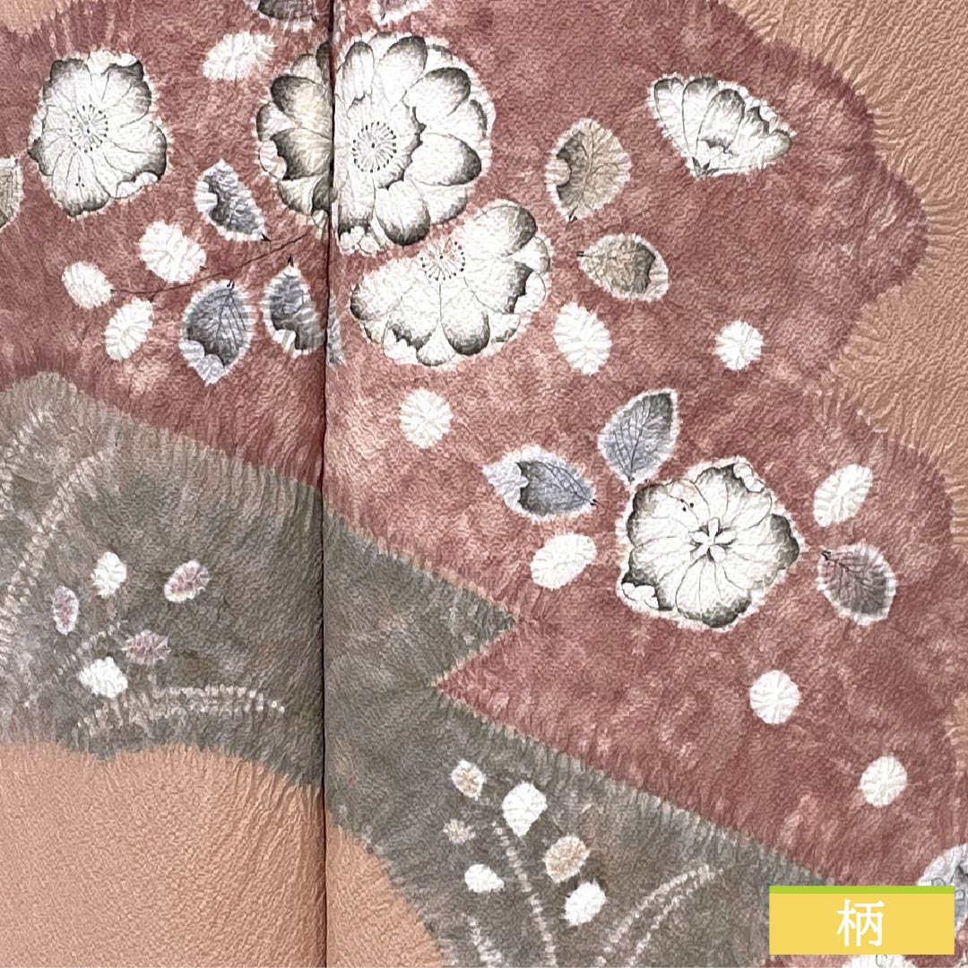 Visiting Kimono, Pure Silk, Grade A, Lined, Length 152cm, Sleeve Length 63cm, Shinonome-iro (Shinonome-iro) Chirimen Fabric, Tsujigahana Pattern, Pink, Product Number: 1112006853213