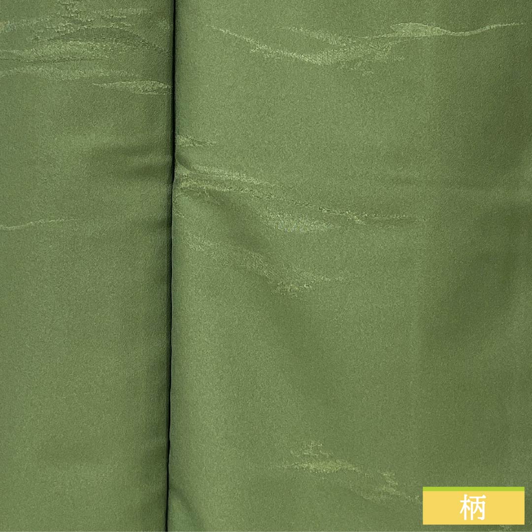 Solid-colored polyester kimono, length 163cm, sleeve length 65cm, pine needle color (matsubairo), made of brocade, washable, lined, S rank, green, product number 1114002172419