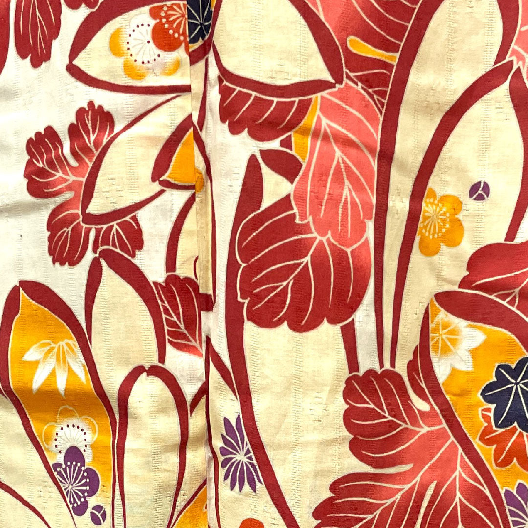 Yukata Flower Pattern Cotton S Rank Single Layer Length 162cm Sleeve Length 65.5cm White 1118001152411