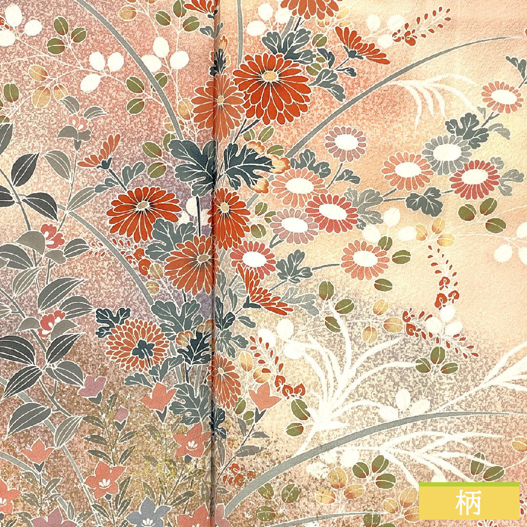 訪問着 正絹 袷 身丈156cm 裄丈61.5cm 東雲色(しののめいろ) 草花模様 Sランク ピンク系 1112005732313