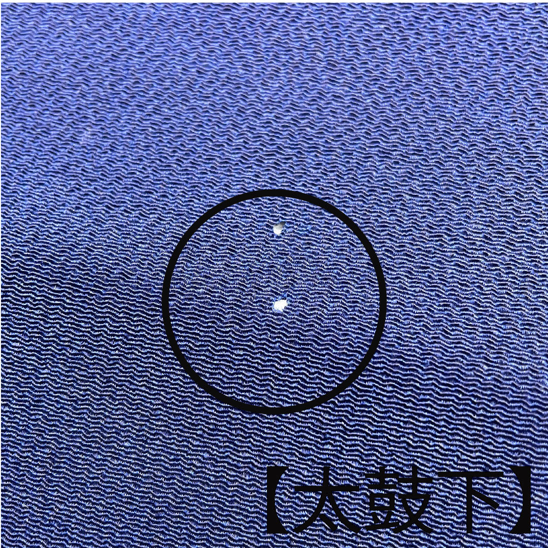 名古屋帯 松皮菱 花模様 染帯 縮緬帯丈380.5cm 正絹 Aランク ポイント柄 カジュアル 紺系 1124001583318 名古屋仕立て