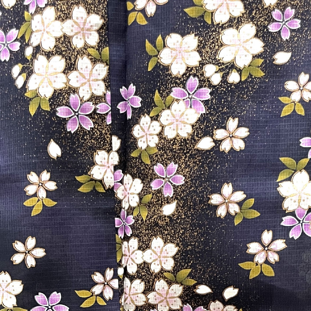 浴衣 褐色 桜 木綿 Sランク 単衣 身丈167cm 裄丈67cm 紫系 1118003552520