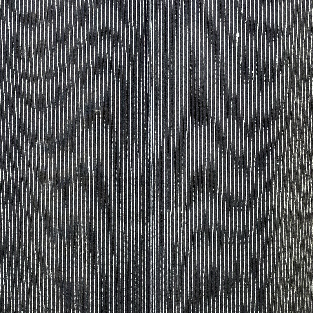 夏物 ポリエステル 紬 身丈163.5cm 裄丈67.5cm 縞 洗える着物 紗 Sランク 黒系 1132001512410