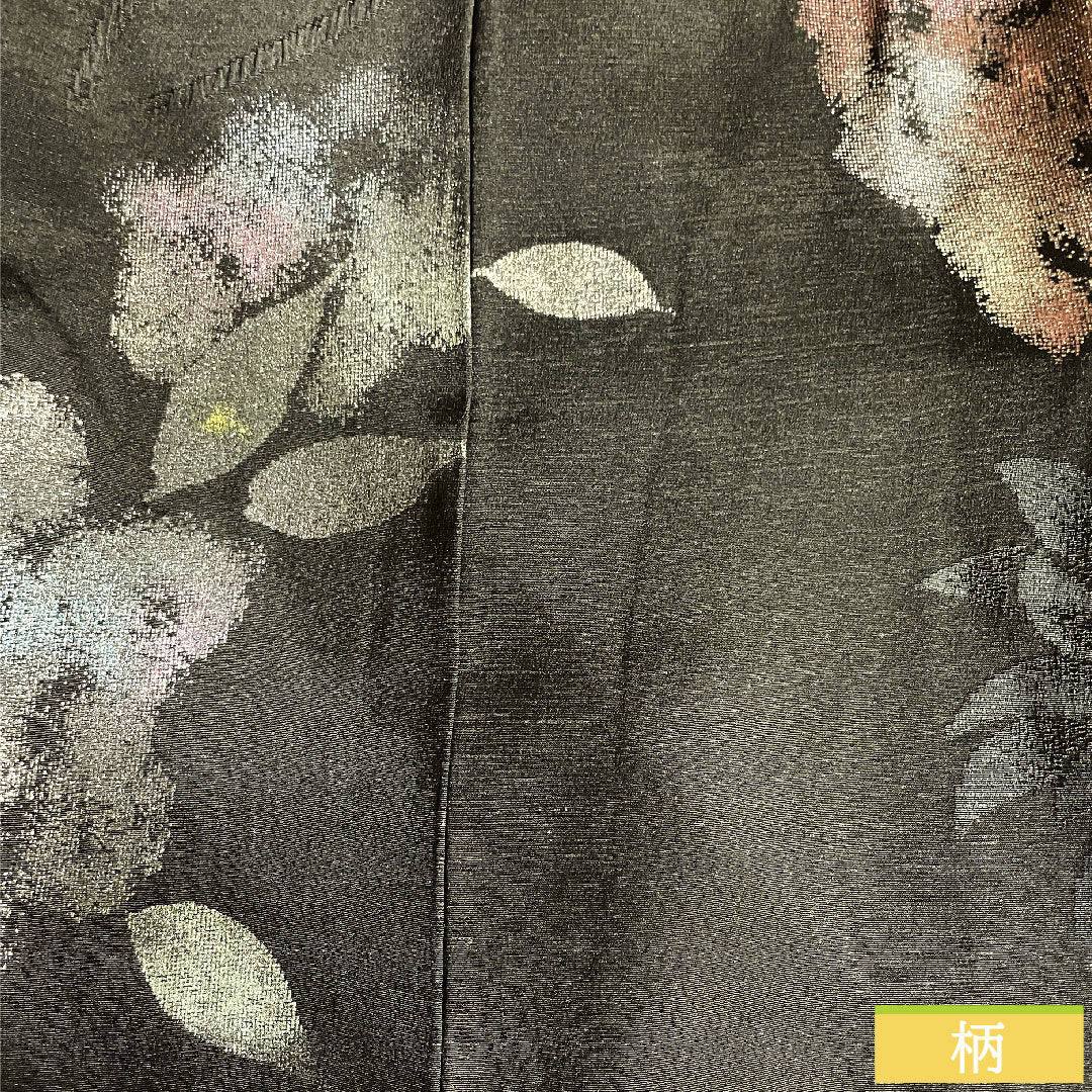 道中着 正絹 身丈94.5cm 裄丈65cm 抽象模様 Sランク 袷 黒系 1117000882910