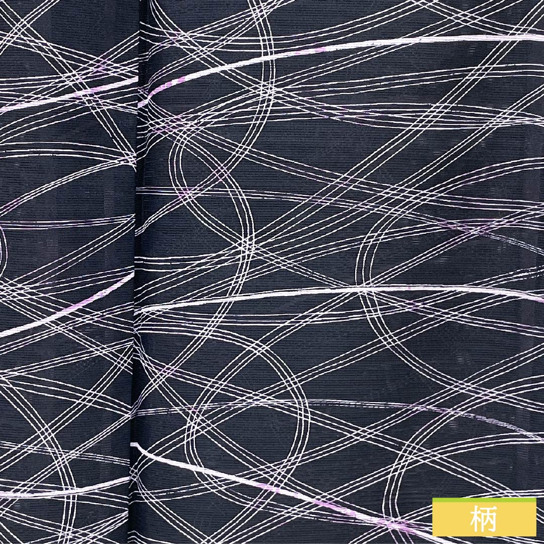 夏物 ポリエステル 小紋 身丈153cm 裄丈64cm 相済茶色(あいすみちゃいろ) 抽象模様 絽 Aランク 黒系 1132002293210