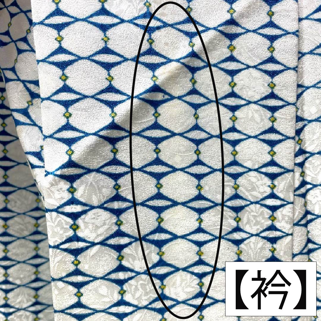 小紋 ポリエステル Aランク 身丈162.5cm 裄丈68.5cm 単衣 洗える着物 幾何学模様 白系 1115008213411
