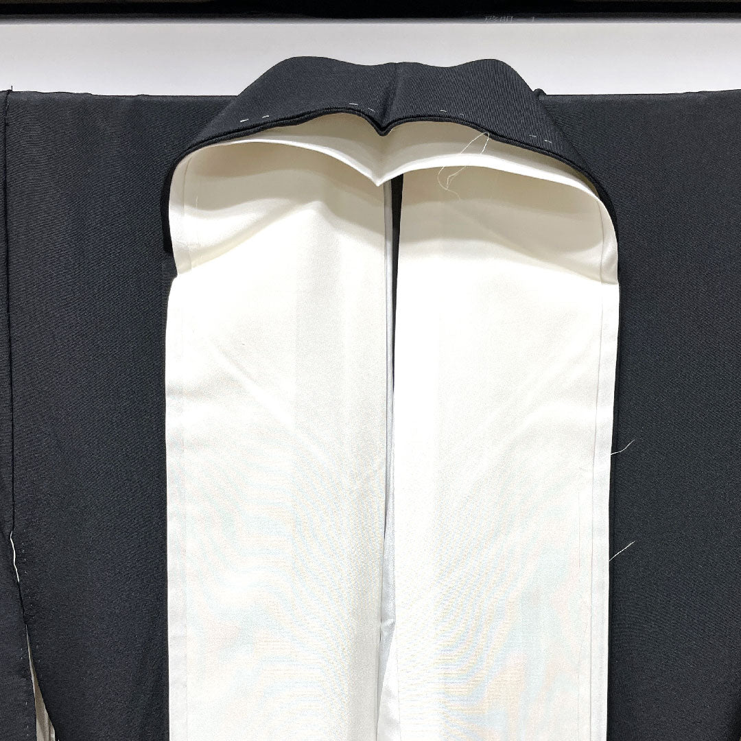 黒留袖 身丈156.5cm 裄丈61cm 袷 京友禅 松竹梅 木瓜 正絹 Sランク 五つ紋 黒系 1111000682310