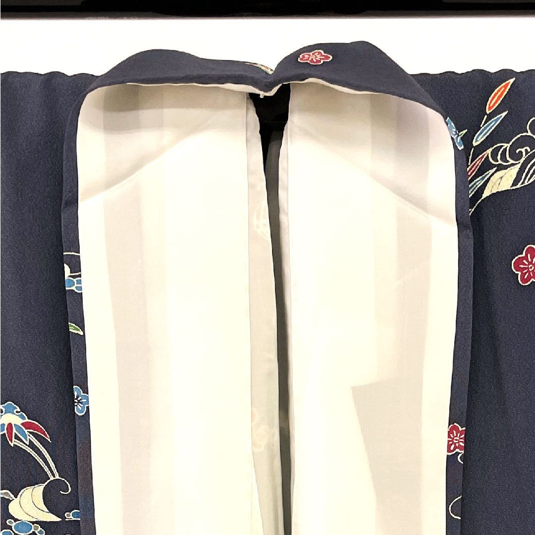 訪問着 袷 身丈157cm 裄丈64cm 型染 正絹 Sランク 紺系 1112000602318
