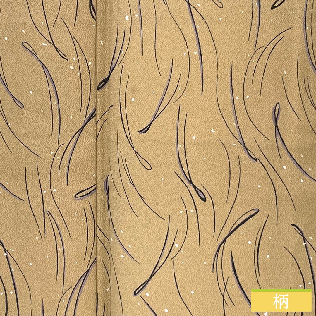 小紋 ポリエステル 身丈163.5cm 裄丈63.5cm 袷 胡桃色(くるみいろ) 抽象柄 Sランク ベージュ系 1115005632425