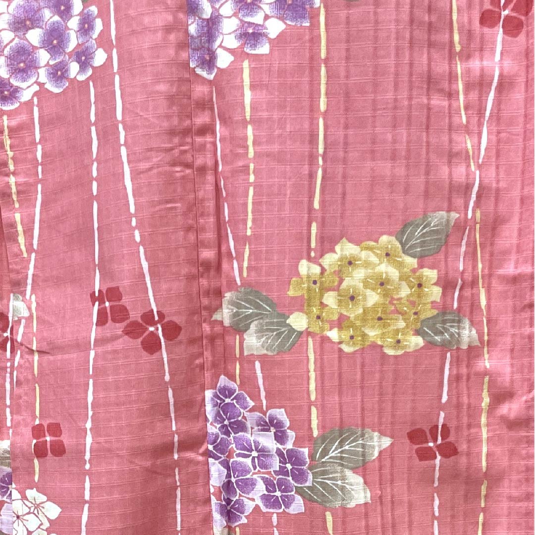 浴衣 長春色 紫陽花 木綿 Sランク 単衣 身丈167cm 裄丈66cm ピンク系 1118004212513