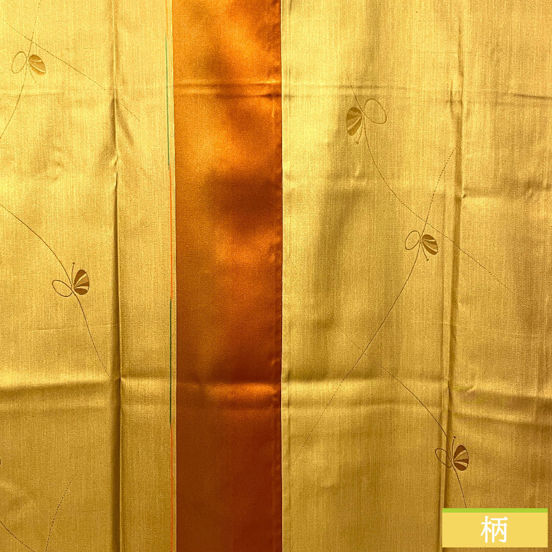 道行コート 正絹 身丈122.5cm 裄丈64cm 唐金色(からかねいろ) 抽象模様 Sランク 単衣 黄系 1117001012923