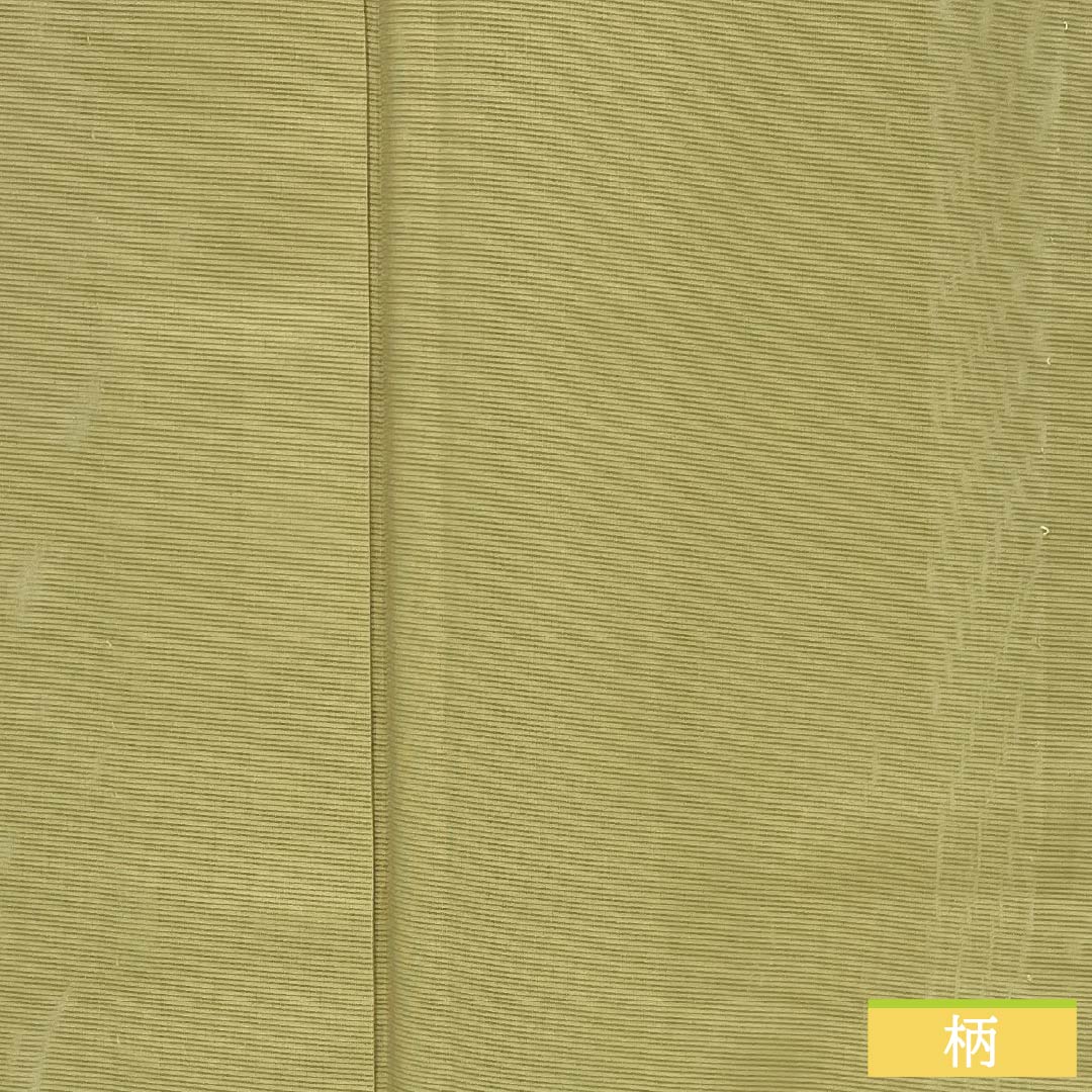 夏物 ポリエステル 色無地 Aランク 身丈162.5cm 裄丈67cm 白橡色(しろつるばみいろ) 洗える着物 素無地 絽 黄系 1132004143423