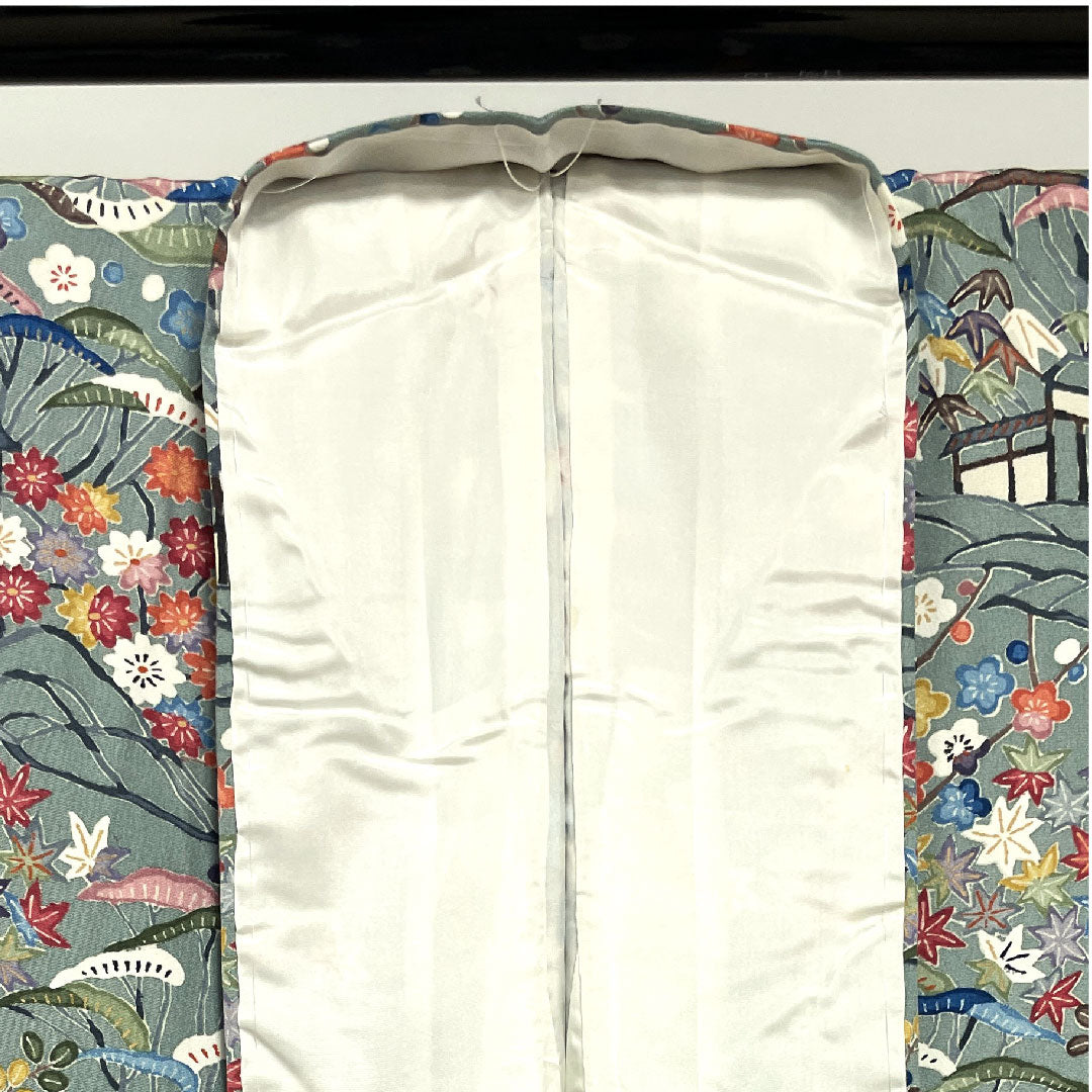 訪問着 袷 身丈155.5cm 裄丈62cm 沈香茶色 型染 茶屋辻 草花模様 正絹 Aランク グレー系 1112001783322