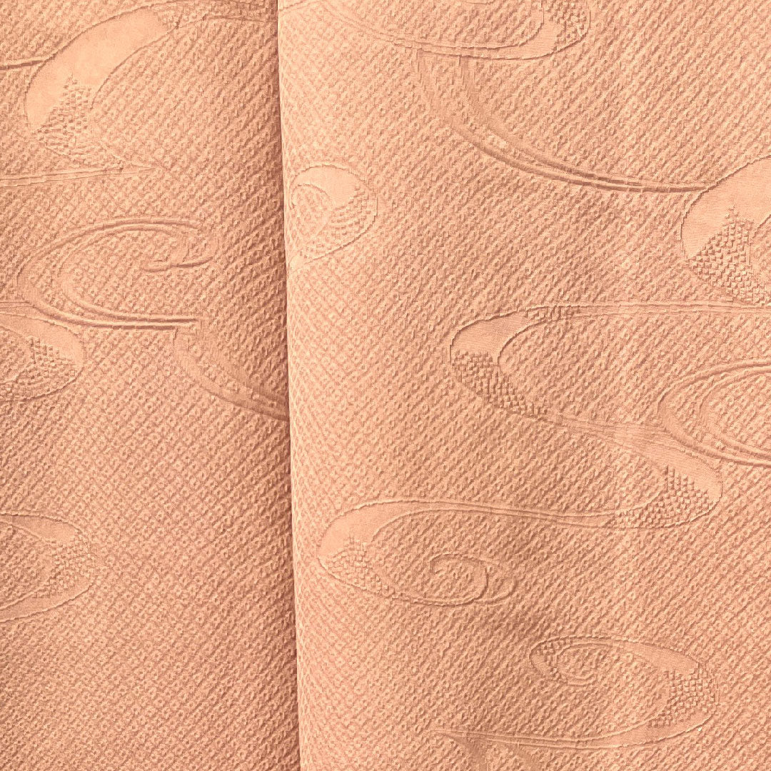 色無地 正絹 水柿色 抽象模様 下り藤 身丈152.5cm 裄丈64cm 袷 Aランク ピンク系 1114000853213