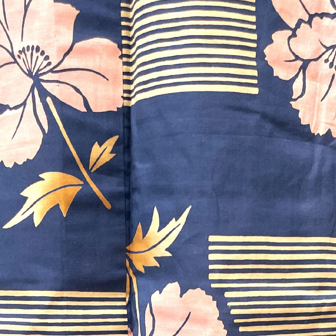 浴衣 濃二藍色 草花模様 木綿 Sランク 単衣 身丈163.5cm 裄丈64cm 紺系 1118001822418