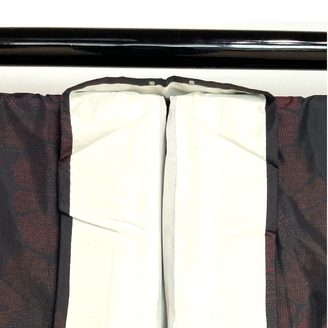 Oshima Tsumugi, Length 155cm, Sleeve length 64.5cm, Weft Kasuri, Flower pattern, Pure silk, A rank, Lined, Black, 1116001893310