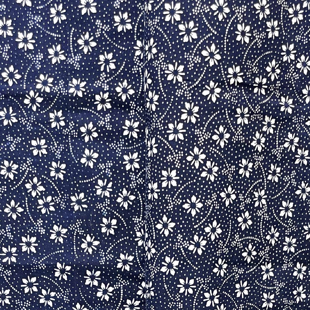 浴衣 濃紺色 花模様 木綿 Aランク 単衣 身丈152cm 裄丈63cm 紺系 1118004073218