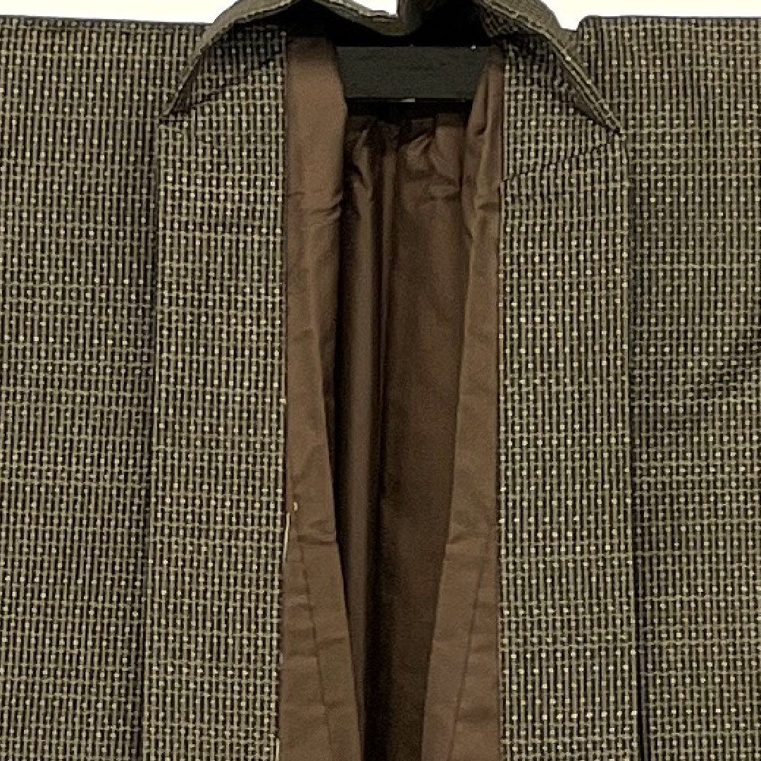 Men's Length 144cm Sleeve length 67cm Oshima Tsumugi ensemble Pure silk S rank Awase Black 1119000202410