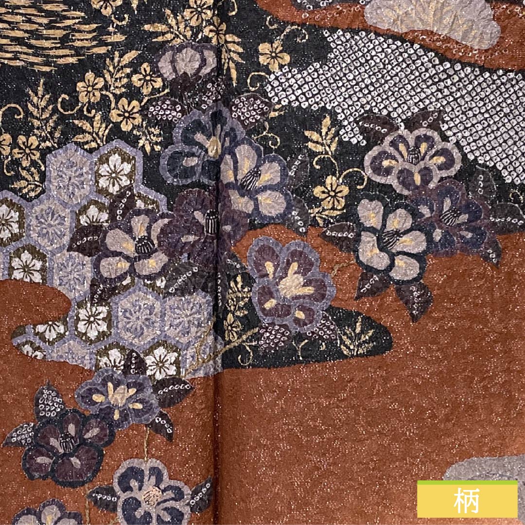 Hōmongi (silk, S rank, lined, length 153cm,裄丈63cm) - Kishizumiiro, Shuan-iro, Kyo-Yuzen, Shibori, Gin-Tōshi, classic pattern, multi-color. Product number: 1112007702228
