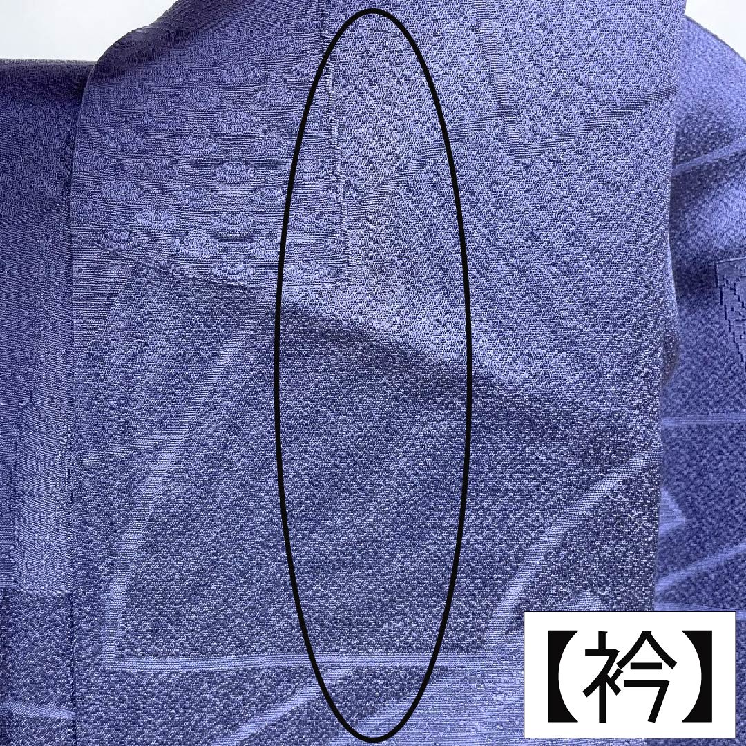 色無地 正絹 Aランク 身丈171cm 裄丈67cm 桔梗納戸色(ききょうなんどいろ) 扇面 一つ紋 九枚笹 袷 紫系 1114002933620