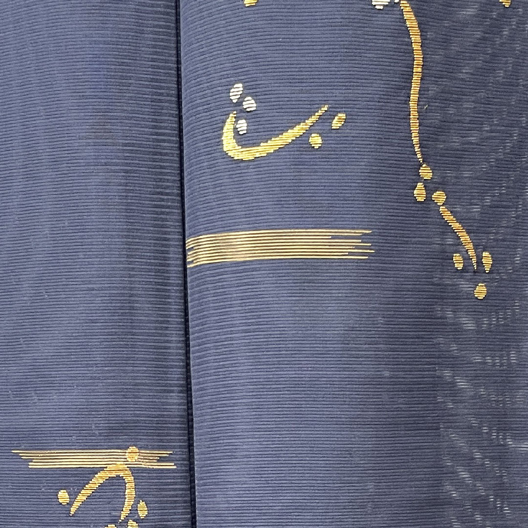 訪問着 夏物 身丈158cm 裄丈66cm 瞑色 絽 竹屋町刺繡 抽象模様 桔梗に三つ鱗 正絹 Sランク 紺系 1112002772318