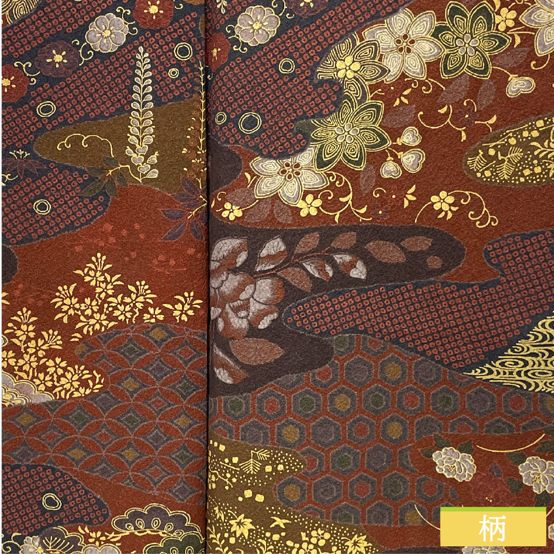 小紋 正絹 Sランク 身丈164.5cm 裄丈64.5cm 袷 小豆茶色(あずきちゃいろ) 辻ヶ花 ザ・スーパーシルク スコッチガード加工 茶系 1115007632414