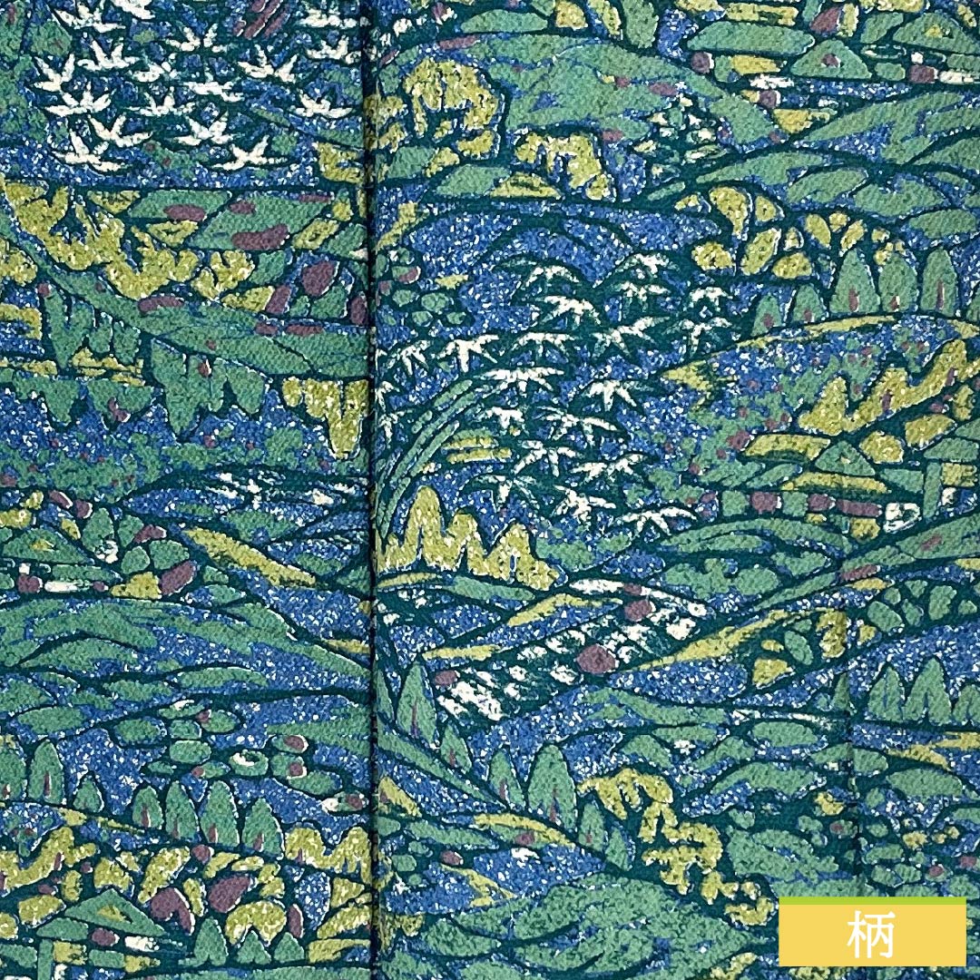 小紋 正絹 身丈164.5cm 裄丈68cm 袷 露草色(つゆくさいろ) 型染 風景絵画調 しあわせガード Sランク 青系 1115005422417