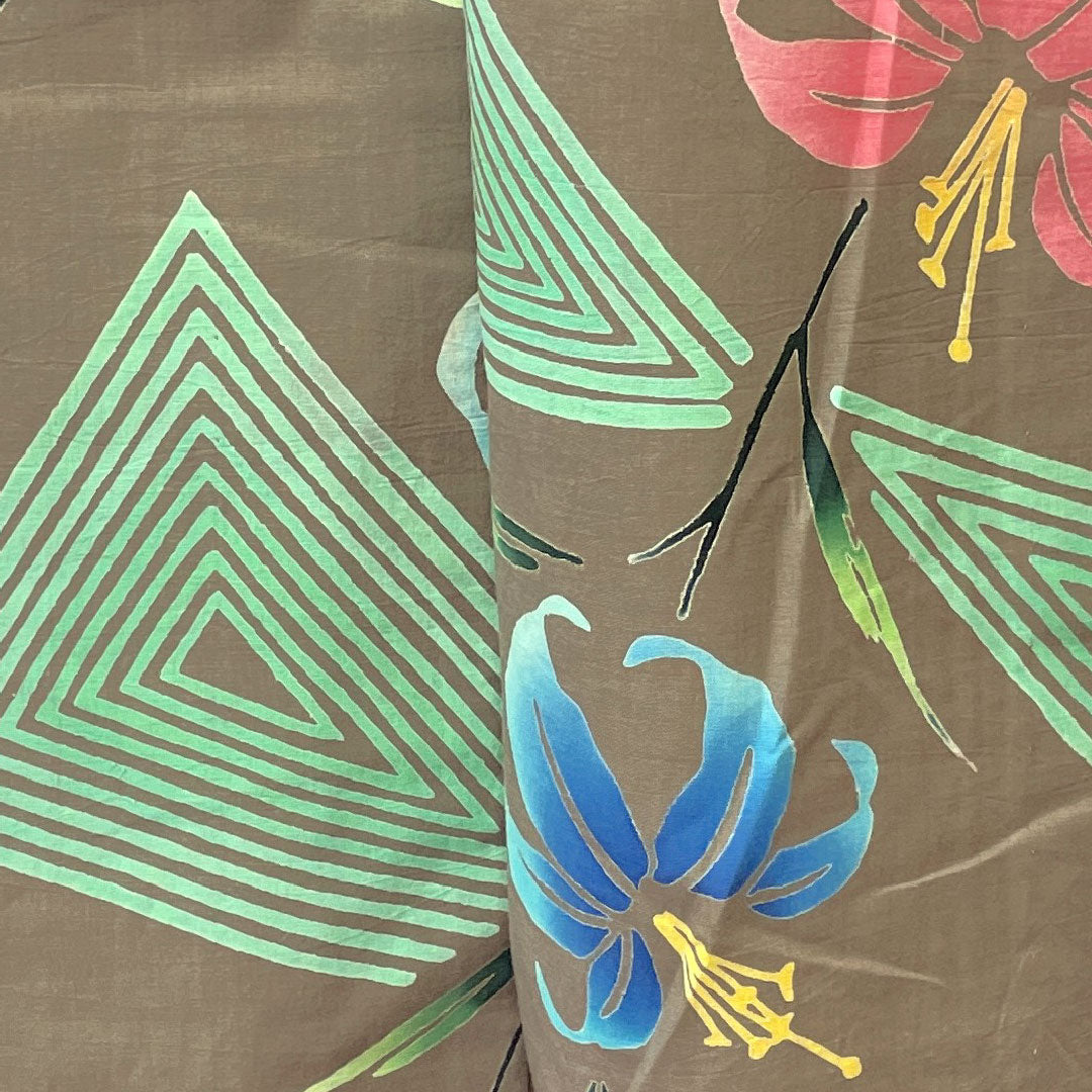 浴衣 消炭色 カサブランカ 幾何学模様 木綿 Sランク 単衣 身丈165.5cm 裄丈71.5cm 茶系 1118002982514