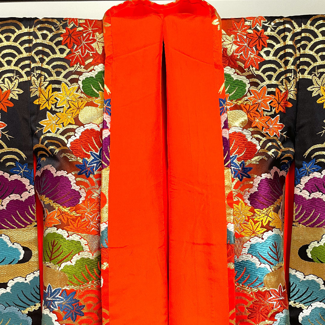 色打掛 身丈190cm 唐織 松 青海波 正絹 Sランク 袷 赤系 1110000222912