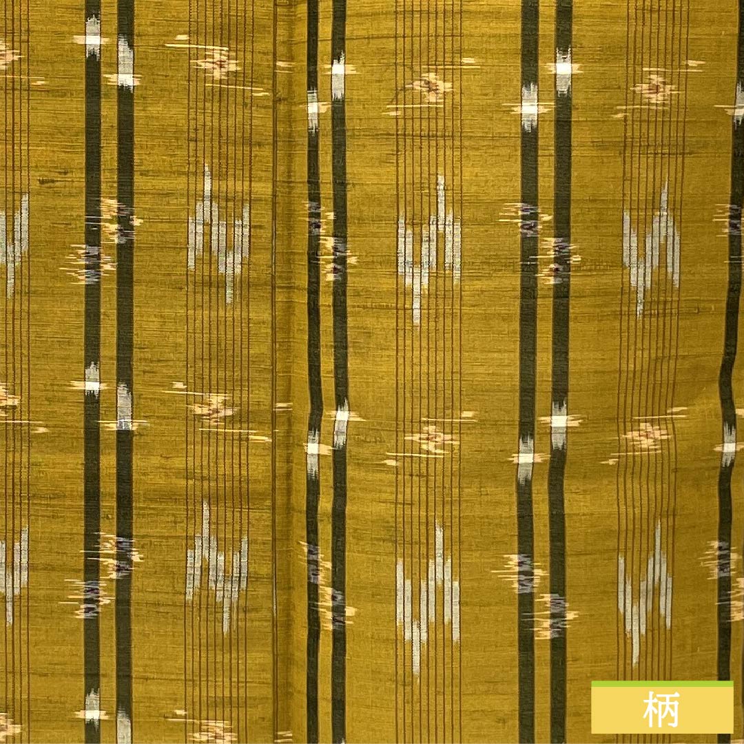 紬 正絹 Sランク 身丈154cm 裄丈62.5cm 黄茶色(きちゃいろ) 絣 単衣 茶系 1116004022214