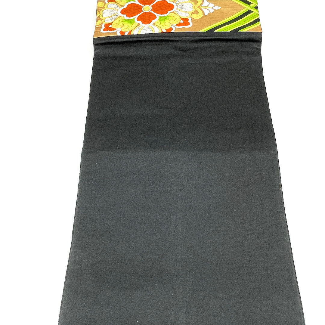 袋帯 華文模様 振袖用 帯丈424cm 正絹 Aランク 六通 フォーマル 金系 1123003423321