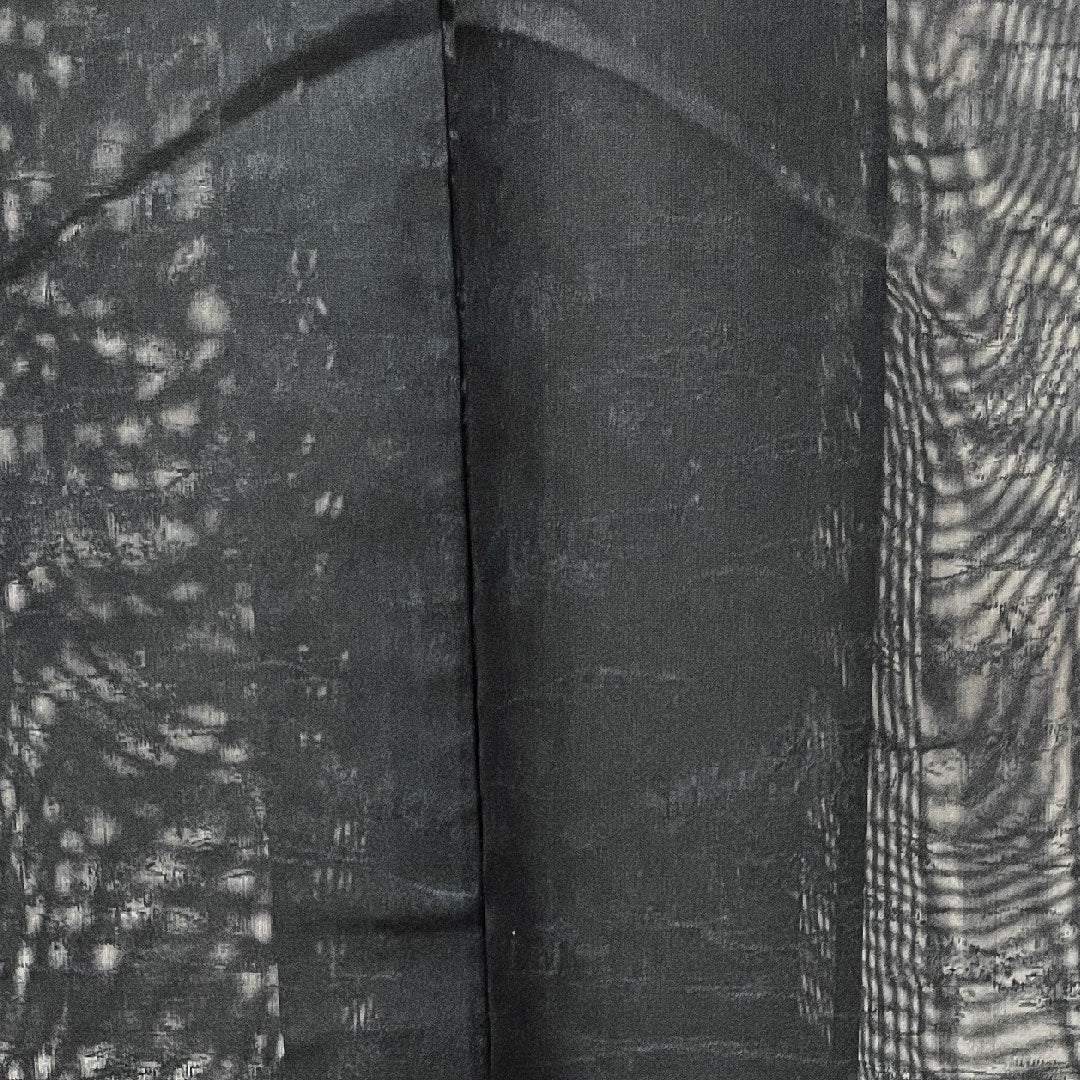 Summer item, pure silk, plain color, length 159cm, sleeve length 64.5cm, landscape pattern, gauze, S rank, black, 1132001292310