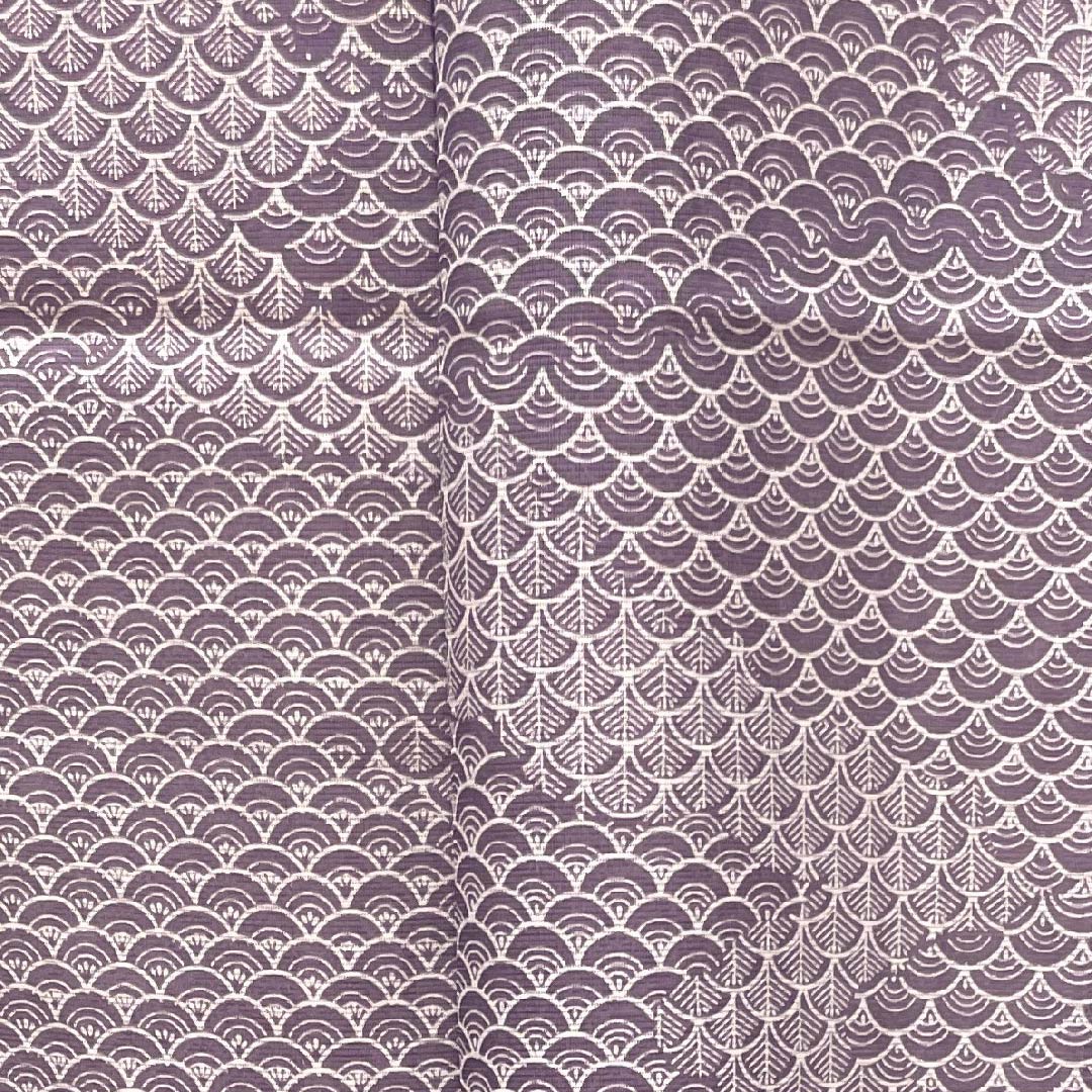 Summer polyester komon, length 157cm, sleeve length 62.5cm, half-color (hashitairo), Seigaiha, silk, S rank, purple, 1132000282320
