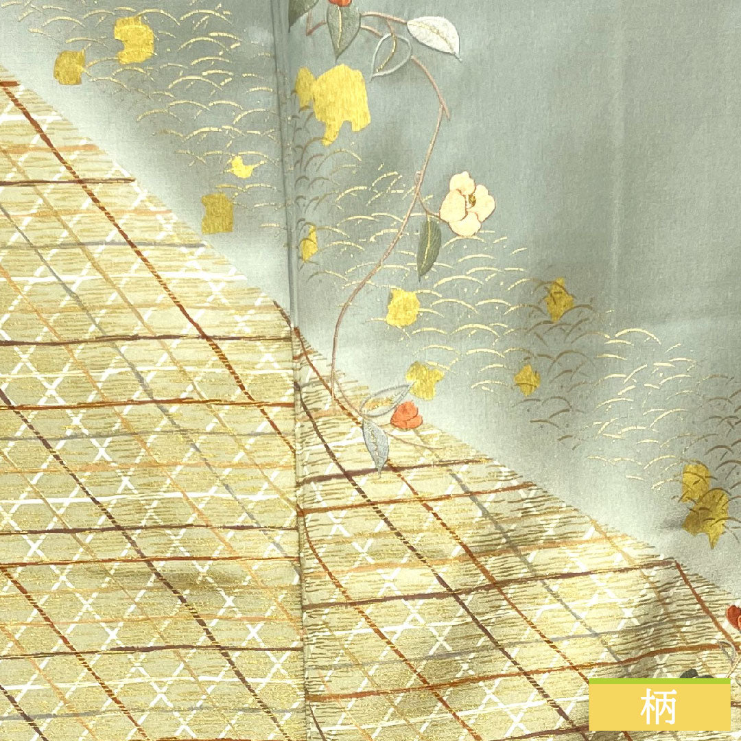 訪問着 正絹 袷 身丈154cm 裄丈65cm 京友禅 刺繡 Aランク 緑系 1112004123219