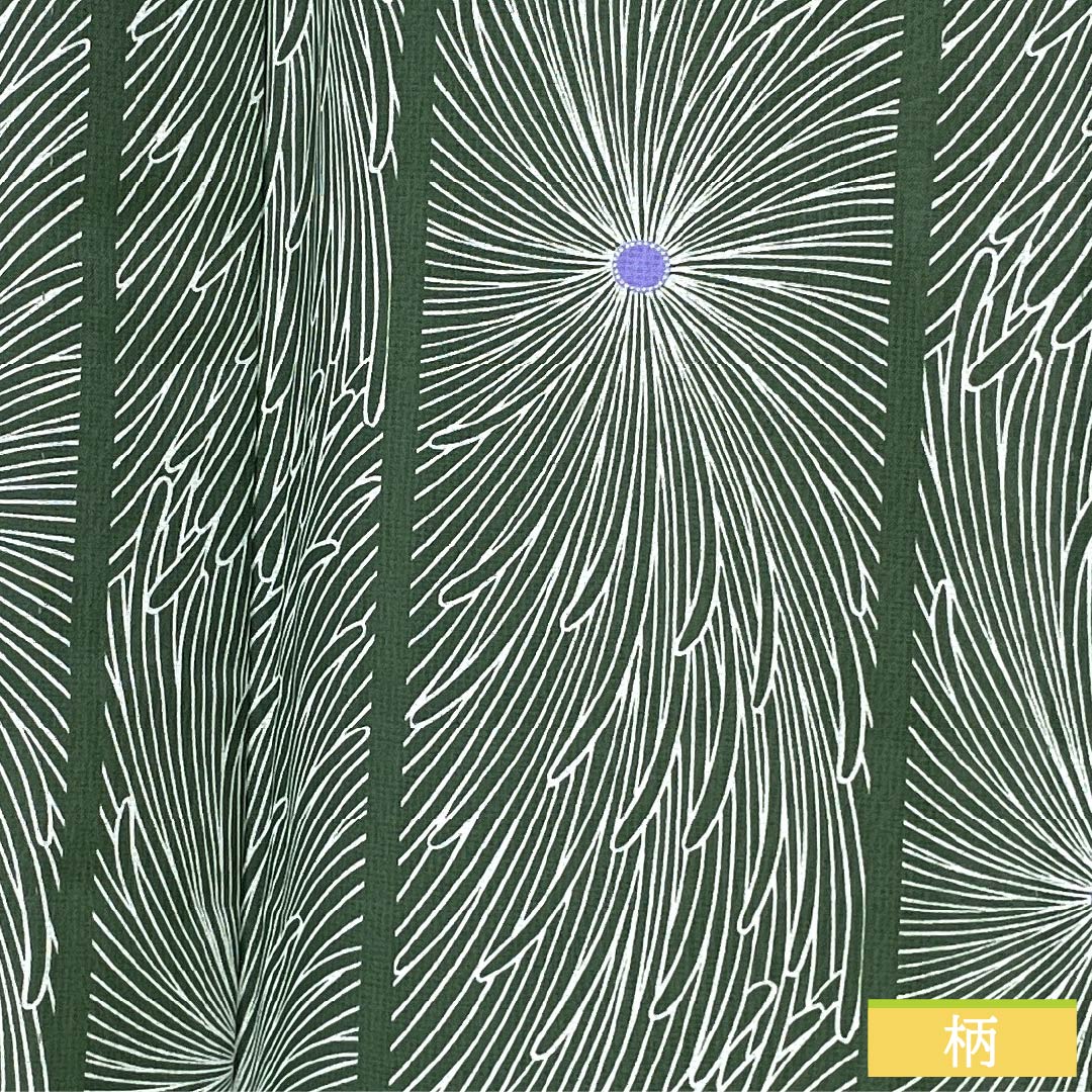 夏物 ポリエステル 小紋 身丈158cm 裄丈66cm 夏虫色(なつむしいろ) 乱菊 洗える着物 紗 Sランク 緑系 1132002162319