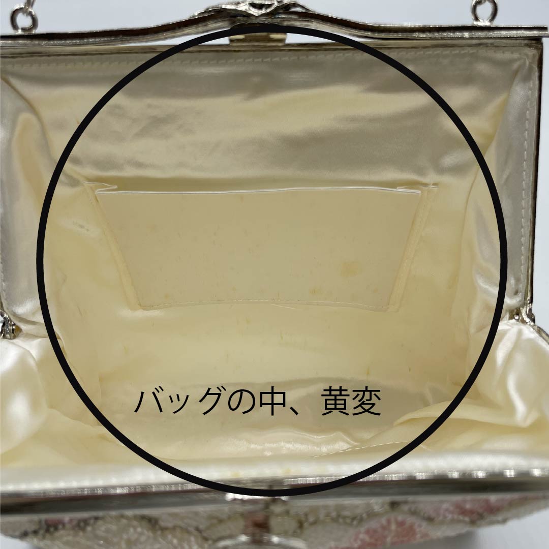 (New old stock) Formal sandal and bag set, white, unused, beads, pine, size M, white, A rank, 1133000153311