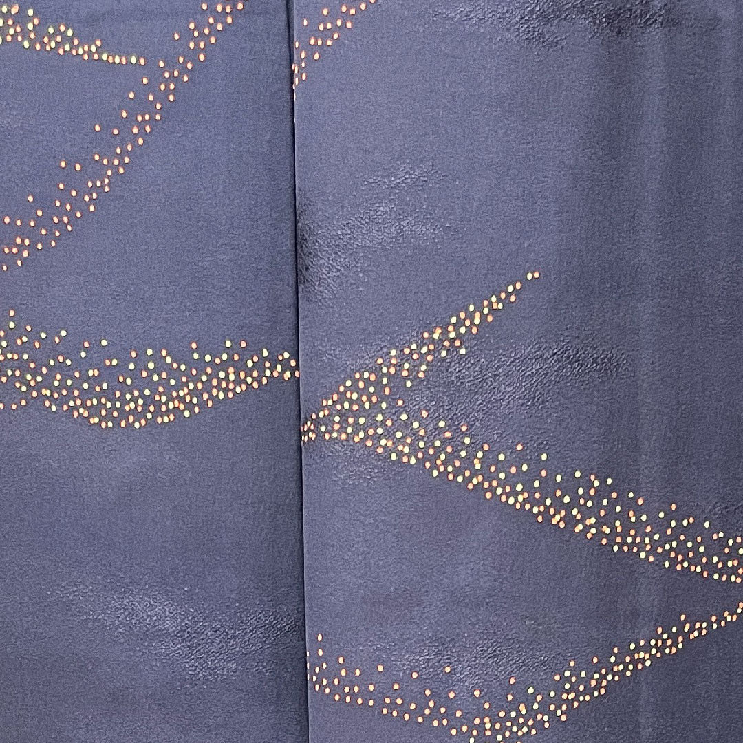 小紋 身丈158cm 裄丈63.5cm 袷 青褐色 抽象模様 正絹 Aランク 紺系 1115003493318