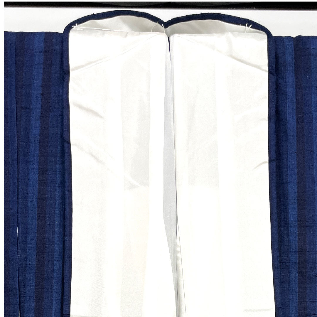 紬 身丈158.5cm 裄丈62.5cm 真綿 縞 正絹 Aランク 袷 紺系 1116002113318