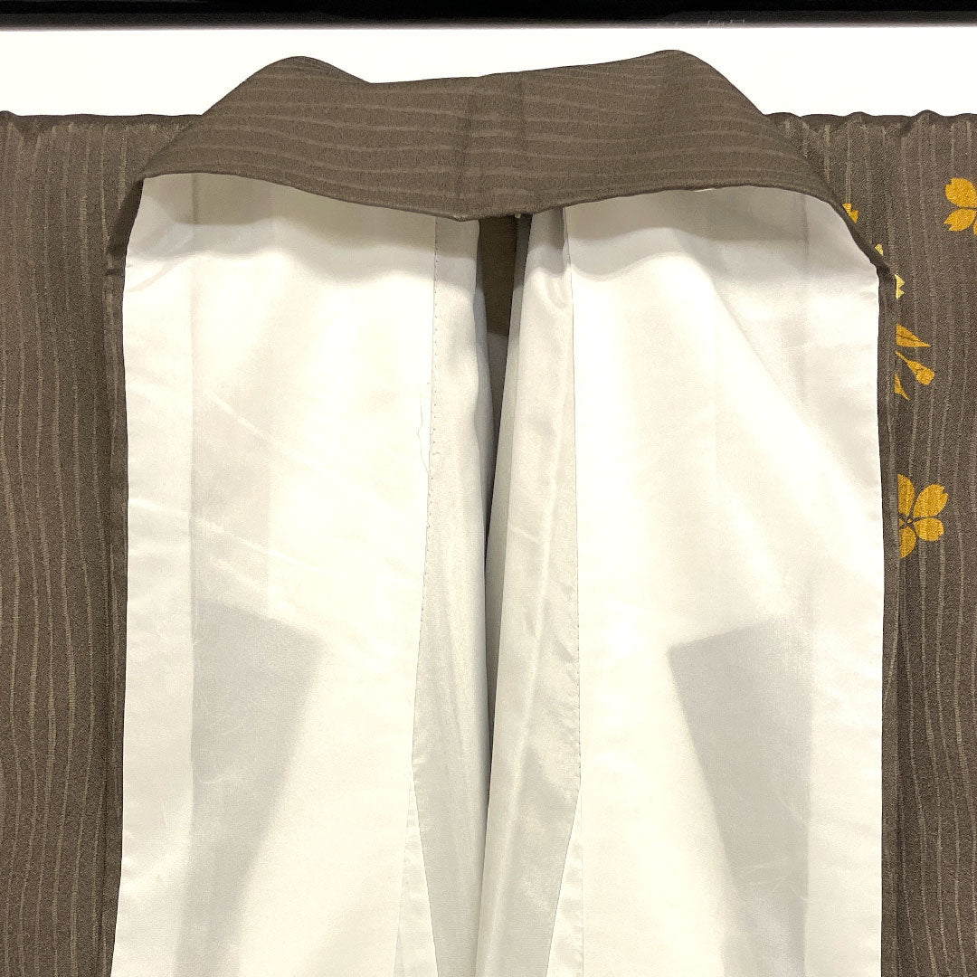 Homongi (formal kimono), polyester, lined, length 167cm, sleeve length 67cm, washable, cherry blossom, A rank, brown, 1112000393514