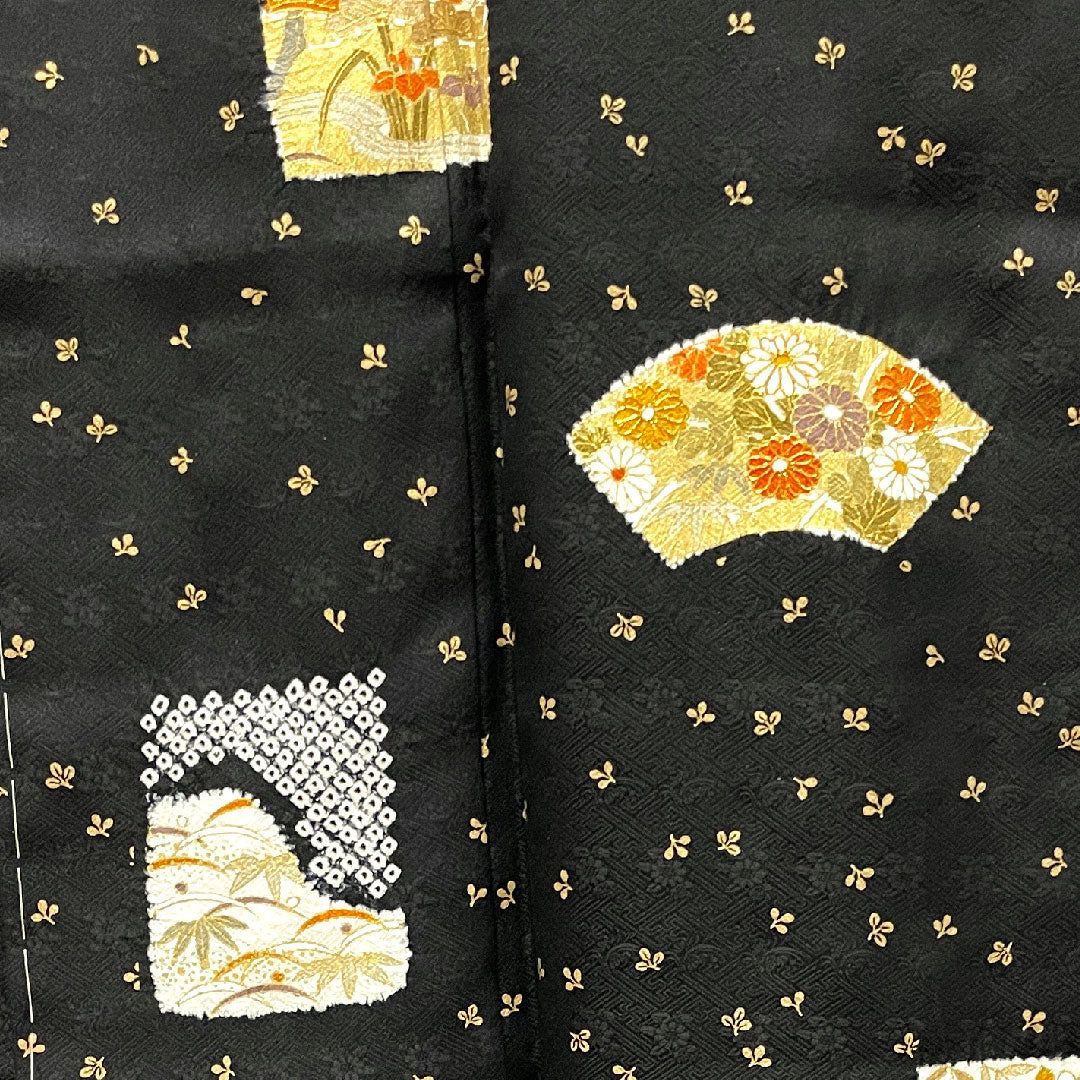 訪問着 袷 身丈155cm 裄丈61.5cm しつけ糸付き 未使用品 京友禅 吉祥文様 正絹 Sランク 黒系 1112002662310