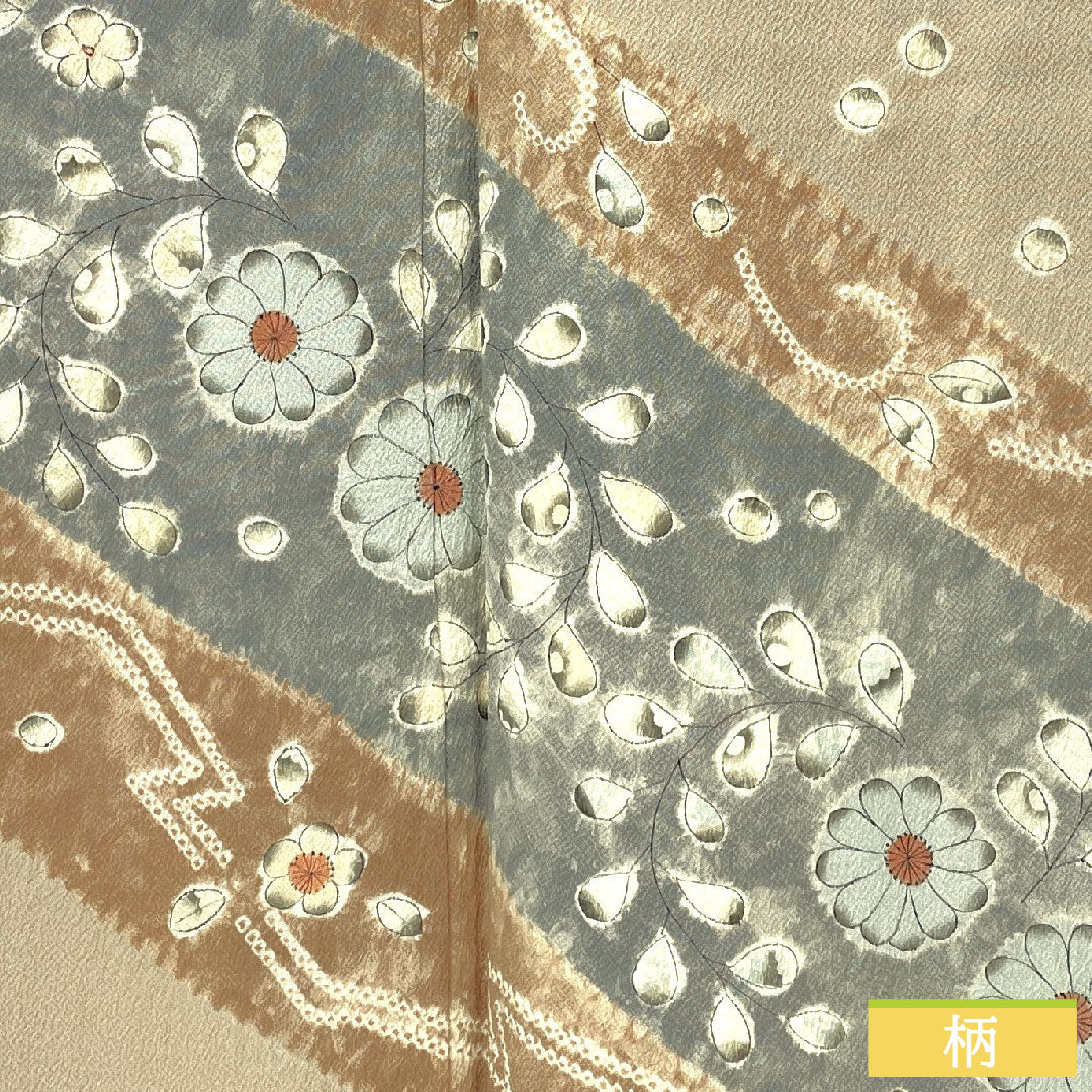 訪問着 正絹 袷 身丈152cm 裄丈61.5cm 薄香色(うすこういろ) 辻ヶ花 しつけ糸付き Sランク ベージュ系 1112006012225