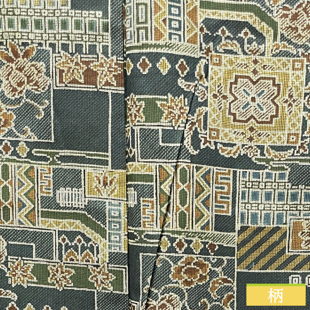 小紋 正絹 身丈156.5cm 裄丈65.5cm 袷 濃紺色 紬地 幾何学模様 しつけ糸付き Sランク 青系 1115003882317