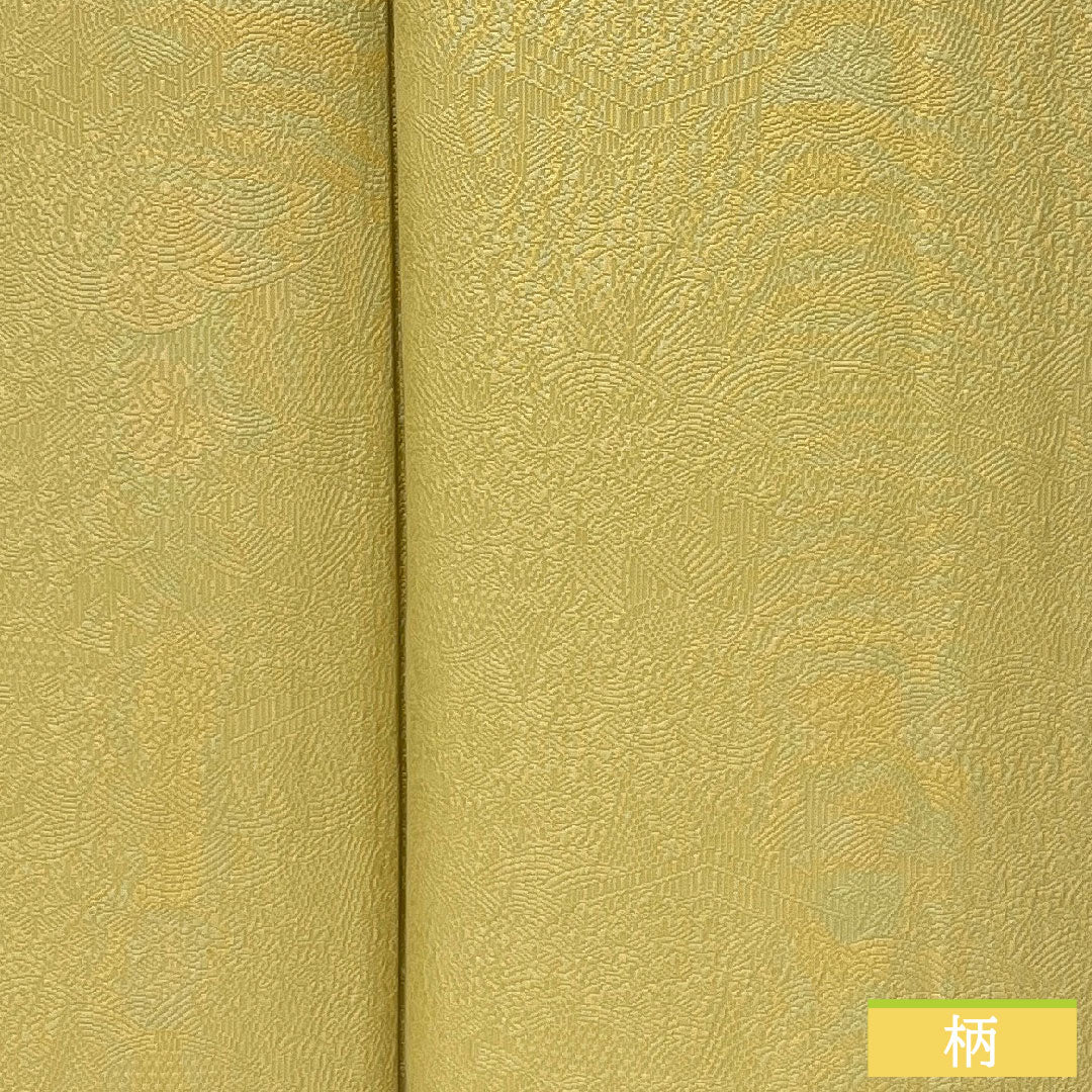 色無地 正絹 身丈154.5cm 裄丈62.5cm 魚子黄色(ぎょしこういろ) 一つ紋 陰抱き茗荷 袷 Aランク 黄系 1114001953223