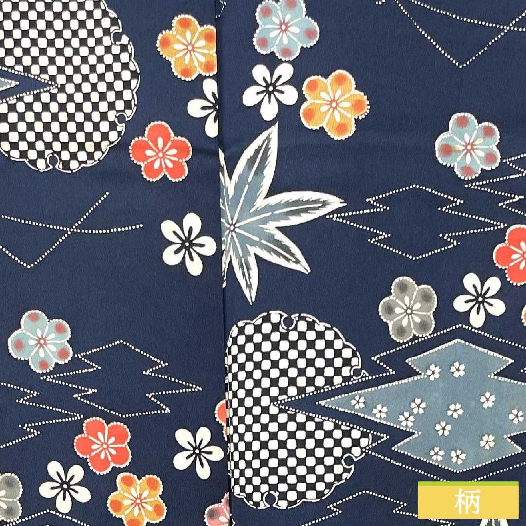 Homongi, pure silk, lined, length 158.5cm, sleeve length 62cm, dark blue, small pattern, tsukesage, Kyoto Bingata, A rank, navy blue, 1112003783318