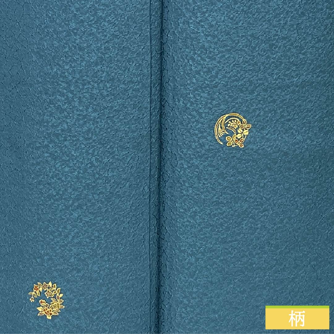 小紋 正絹 身丈165cm 裄丈66.5cm 袷 納戸色(なんどいろ) 花輪 京友禅 Sランク 青系 1115006282517