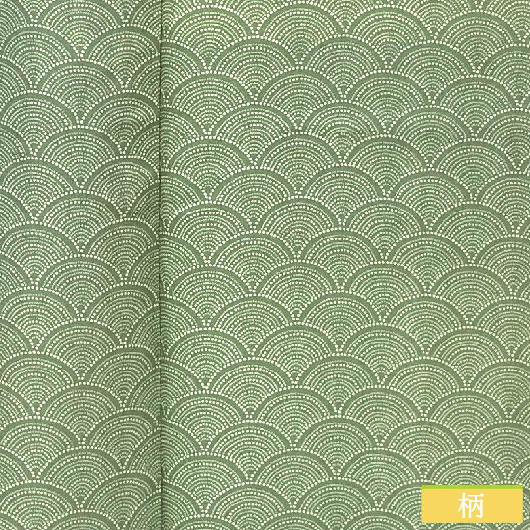 Komon (small pattern) kimono, pure silk, A rank, length 161.5cm, sleeve length 66.5cm, lined, light green (asamidoriiro), stencil dyed, Seigaiha (wave pattern), one-sided, green-based design, product number 1115006553419