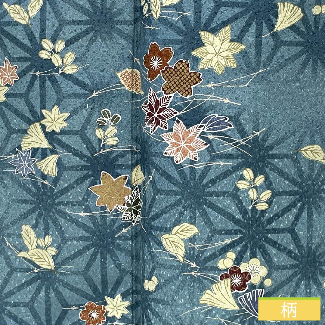 Homongi (formal kimono) made of polyester, lined, length 157cm, sleeve length 62cm, indigo brown, washable, hemp pattern, small pattern scattered, with basting thread, S rank, blue, 1112006052317