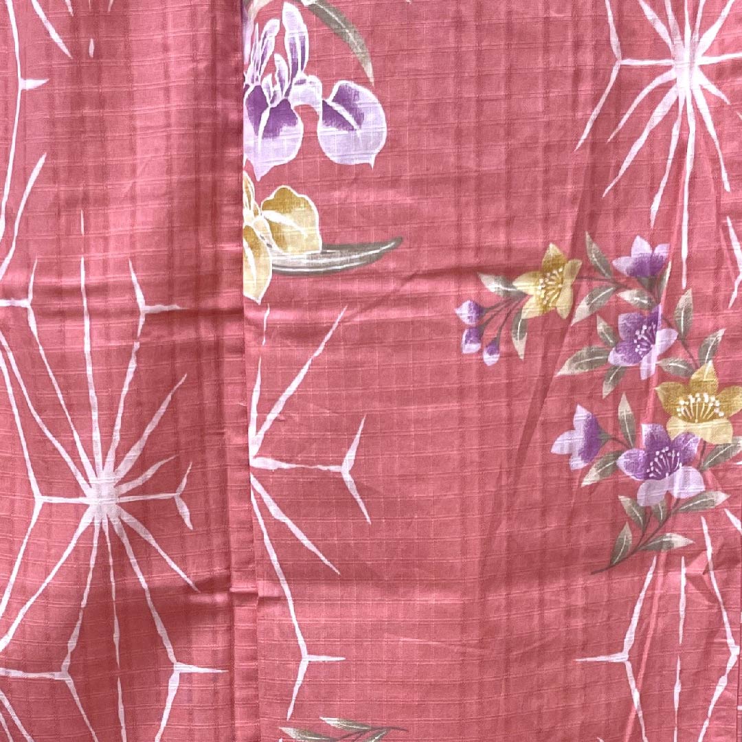 Yukata, Choshun-iro, Iris, Pink, Asanoha, Cotton, S-Rank, Single Layer, Length 167cm, Sleeve Length 66cm, Pink, 1118004202513