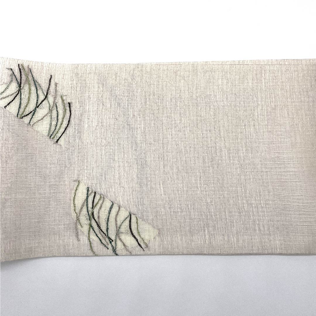 袋帯 胡粉色(ごふんいろ) 夏帯 抽象模様 リバーシブル 夏物 帯丈444cm 正絹 Sランク ポイント柄 カジュアル 白系 1123007702311